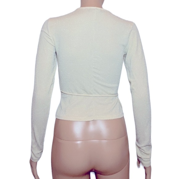 Urban Outfitters Sparkly Crème Wrap top, Size S-P - Picture 4 of 4